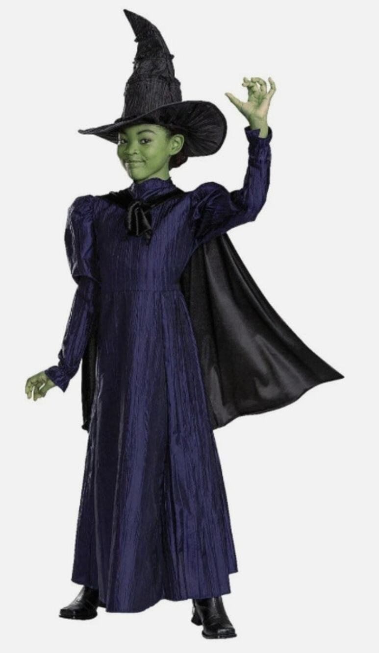 Wicked Elphaba Dress With Cape & Hat Halloween Costume Size Girls 7-8